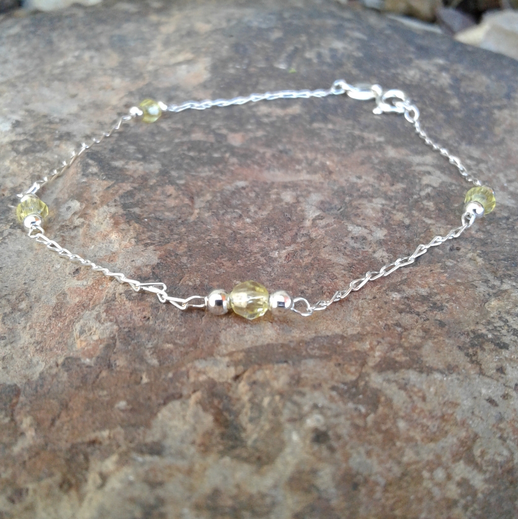 Sterling Silver Crystal Ankle Bracelet